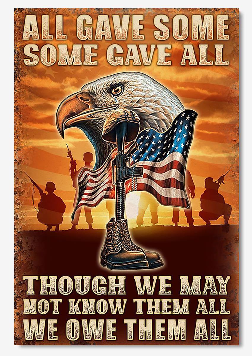 We Owe Them All Veteran Wall Art For Home Military Zone Decor Poster