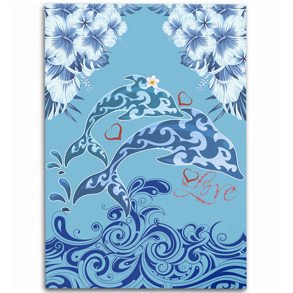 Hawaii Dolphin Couple Valentine’s Hibiscus Area Rug – Tender Style – AH – J3