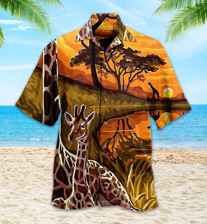 Giraffe Orange Hawaii Shirt Ha937