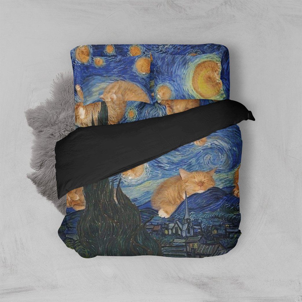 Casespring 3D Starry Night Cat Custom Bedding Set