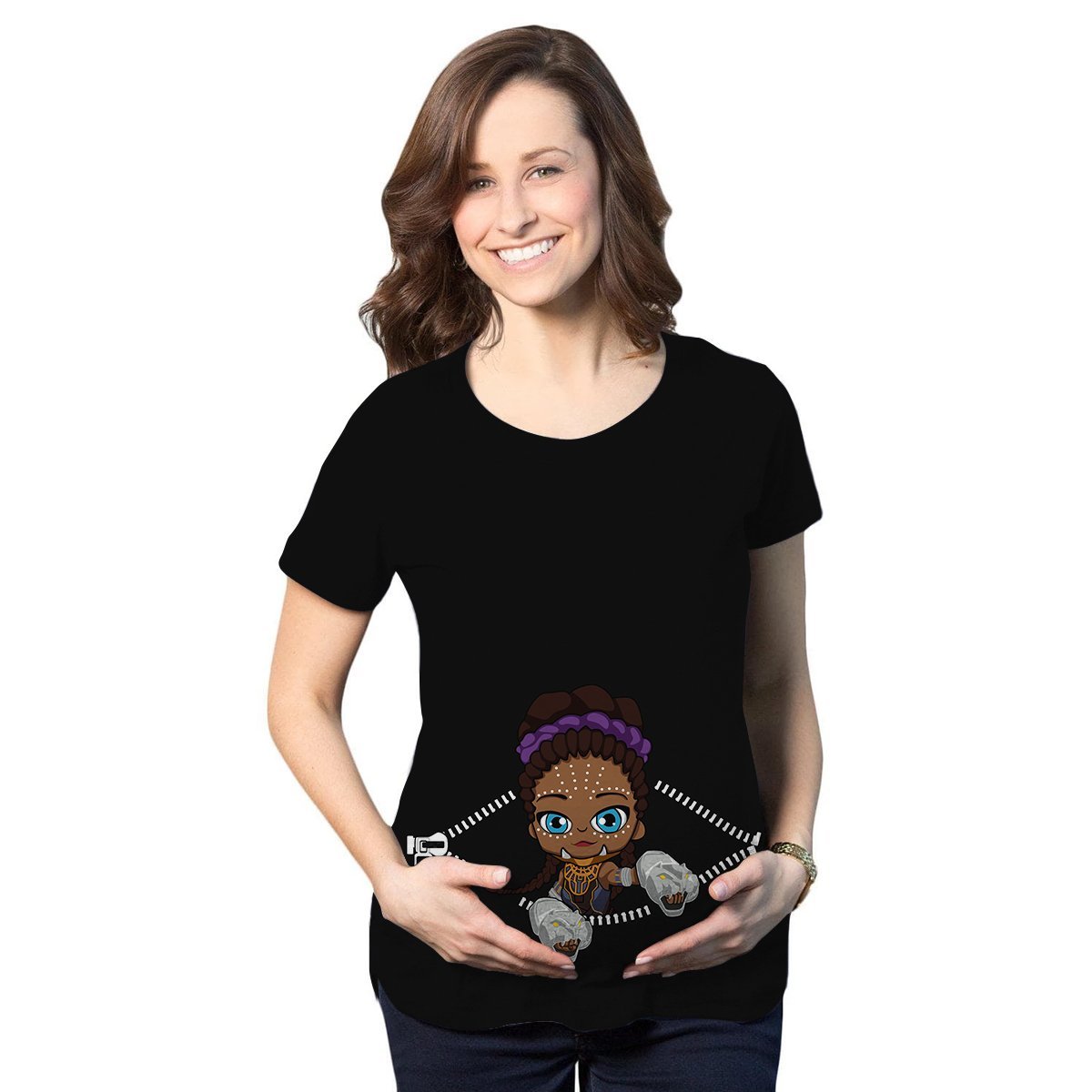 Baby Shuri Peeking Maternity T-Shirt