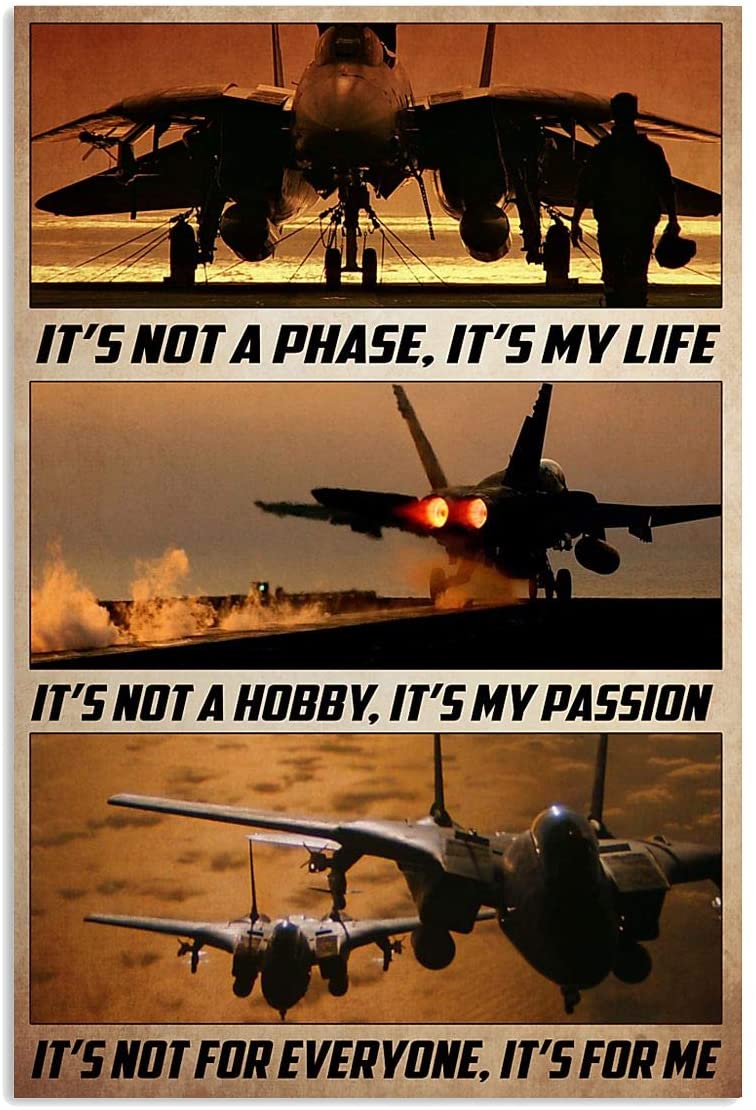 Vintage Jet Aircraft – It’S Not A Phase It’S My Life It’S My Passion Poster Art Print      Home Decor Gift For Men Women Family Friend On Birthday Xmas