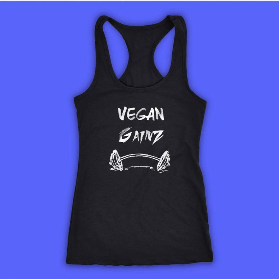 Vegan Veganism Vegan Gains Vegan Vegan Gym Vegan Funny Animal Rights Animal Activist Vegan Apparel Women’S Tank Top Racerback