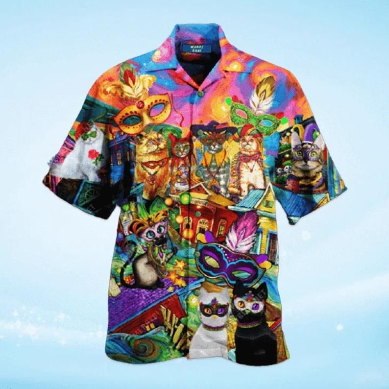 Cats Celebrate The Mardi Gras Festival Multicolor Amazing Design Hawaii Shirt Ha57617