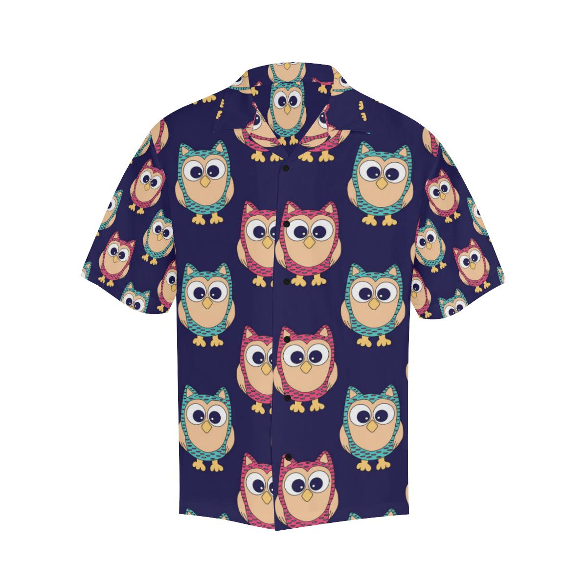 Owl Pattern Print Design Hawaii Unisex Aloha Short Sleeve Casual Shirt Ha109727