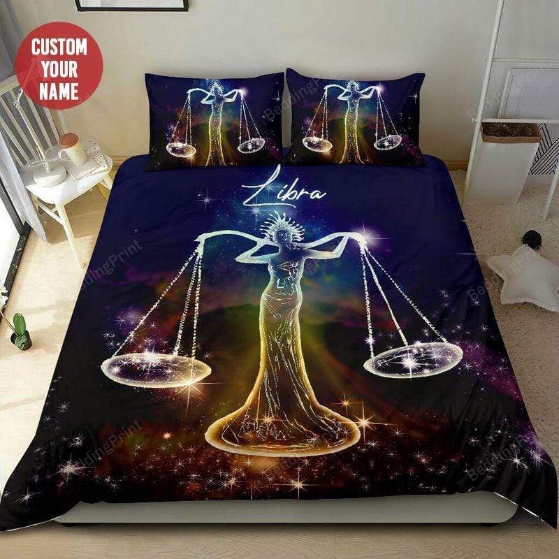 Zodiac Libra Sign Personalized Custom Name Duvet Cover Bedding Set