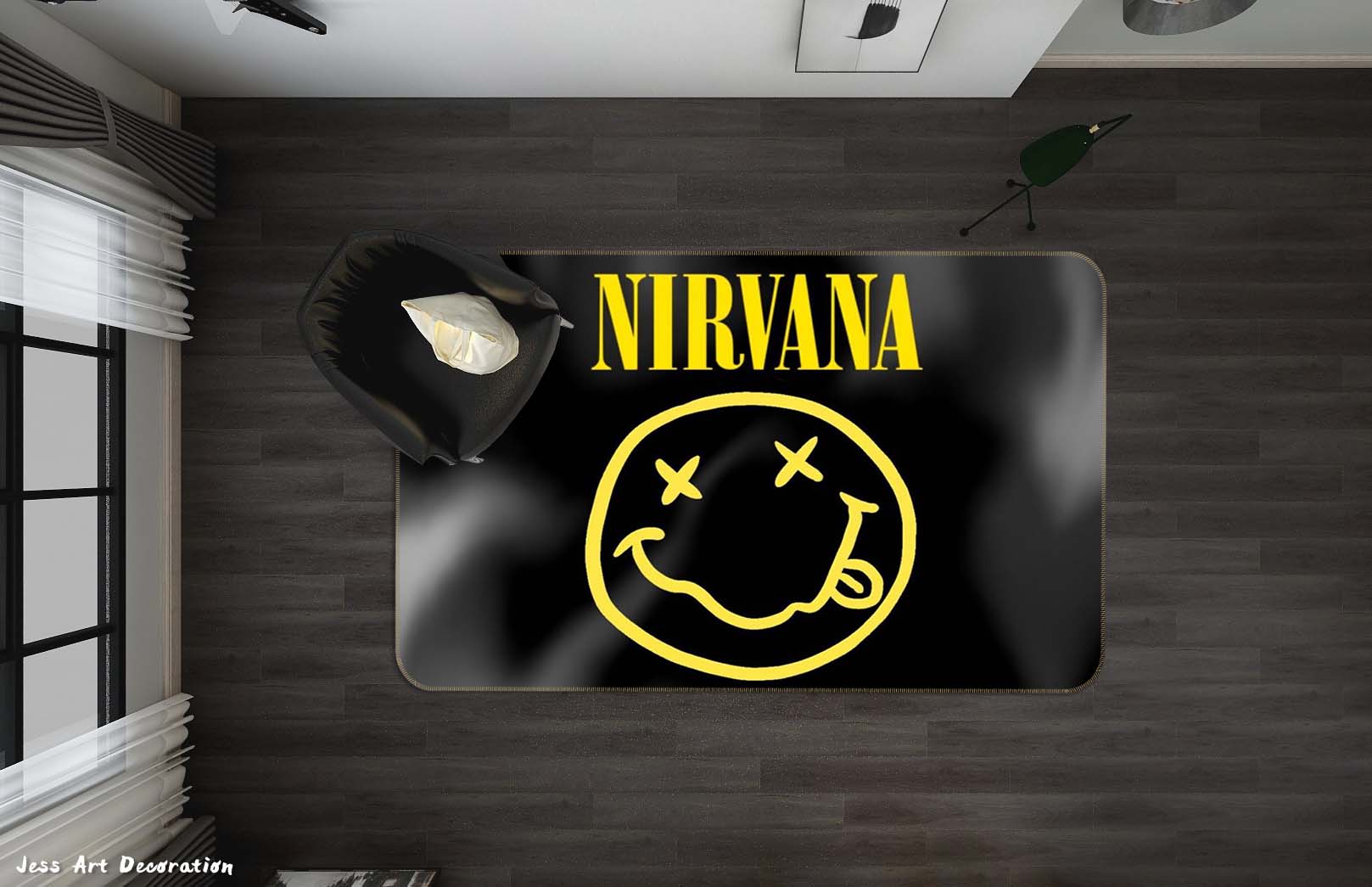 3D Nirvana Rock Band Black Non-Slip Rug Mat 39