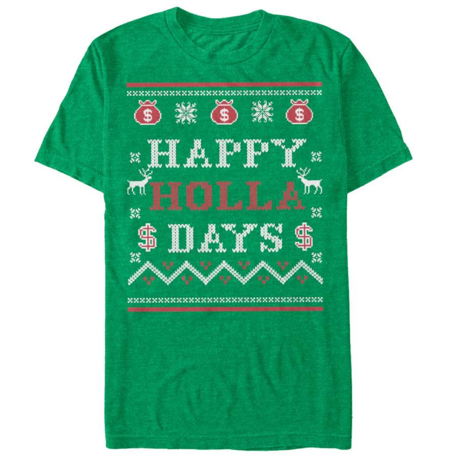 Lost Gods Men’s Ugly Christmas Holla Days  T Shirt