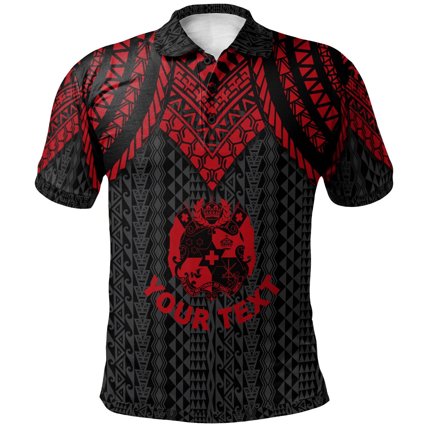 Tonga Custom Personalised Polo Shirt – Polynesian Armor Style Red – BN39