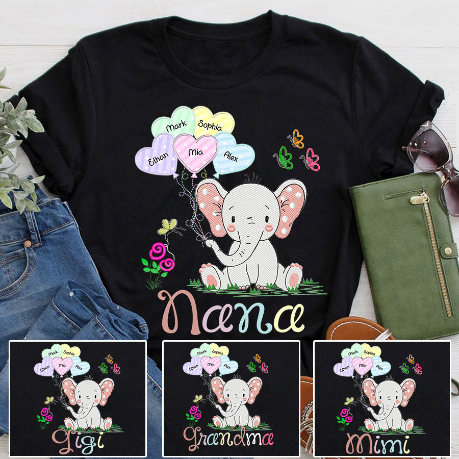 Nana Elephant Cute Hearts T-Shirt