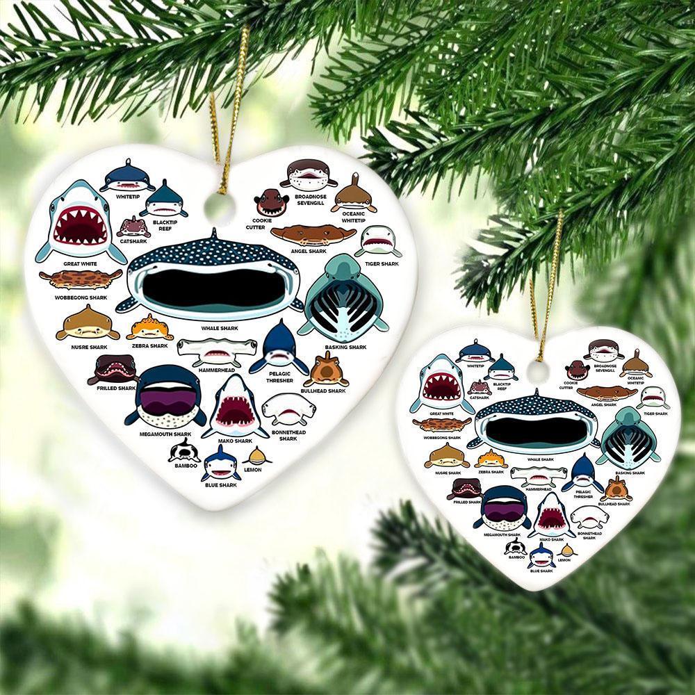 Sharks Heart Ceramic Ornament Christmas Ornament Christmas Gift Ideas