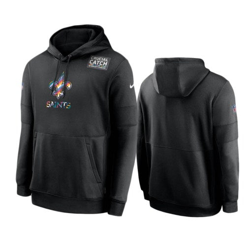 New Orleans Saints Black Sideline Performance Crucial Catch Pullover Hoodie