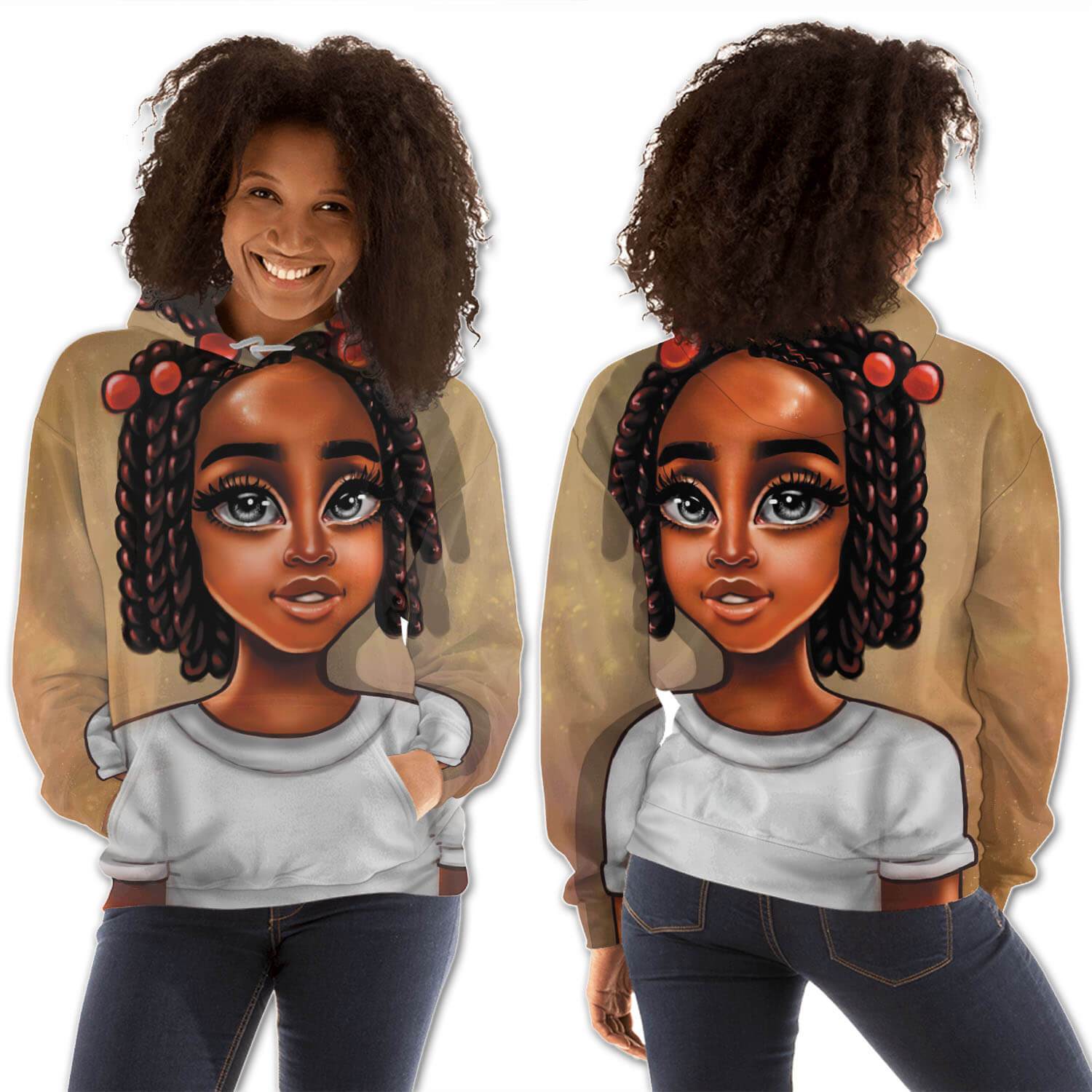 African American Hoodies Beautiful African American Female All Over Print Womens Hooded Sweatshirt African Clothing For Women BPS51090