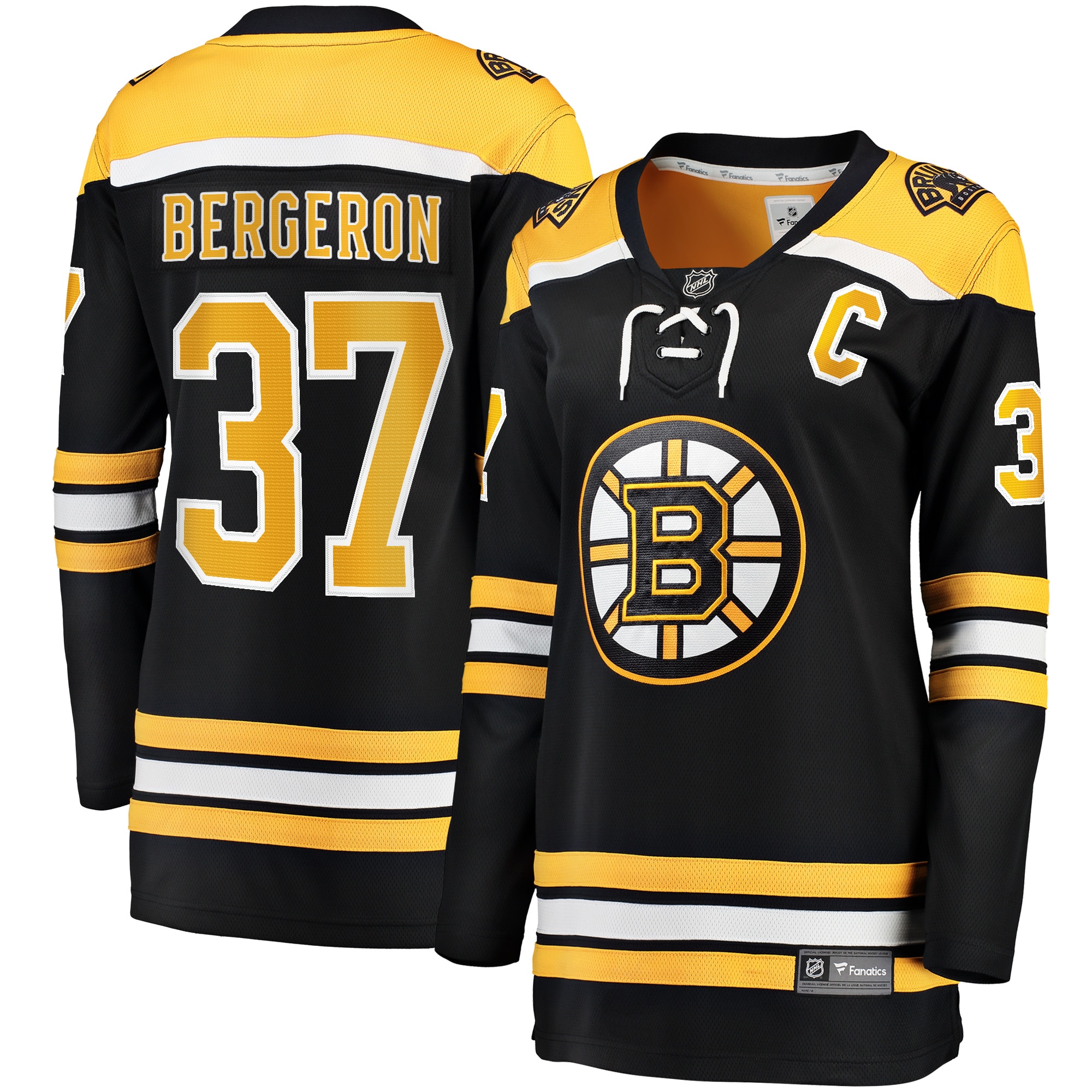 Patrice Bergeron Boston Bruins Branded Women's Captain Patch Home Breakaway Jersey – Black