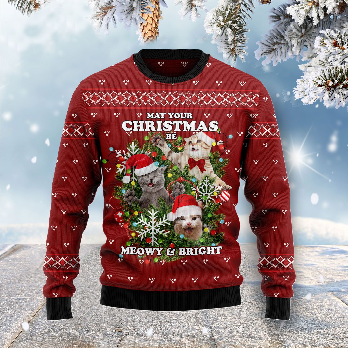 May Your Christmas Be Meowy & Bright G5114 Ugly Christmas Sweater