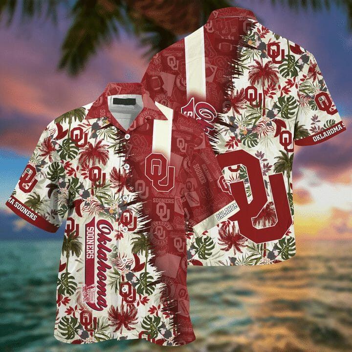 NCCA Oklahoma Sooners Crimson Flowers Hawaiian Shirt