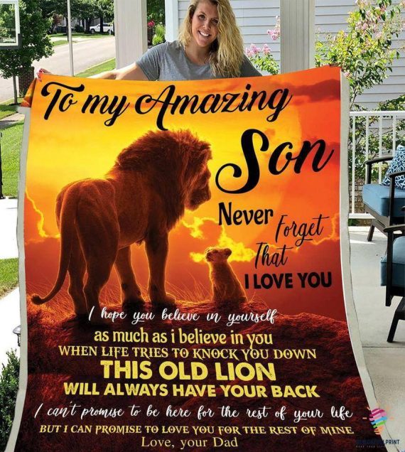 To My Son Lion Blanket Father To Son Blanket Lion To My Son Sherpa And Quilt Blanket Hg