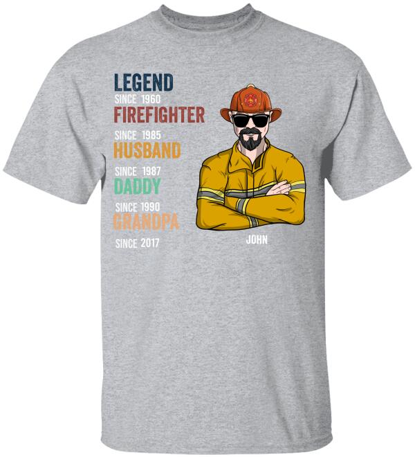 Firefighter Legend Stages Personalized Shirts
