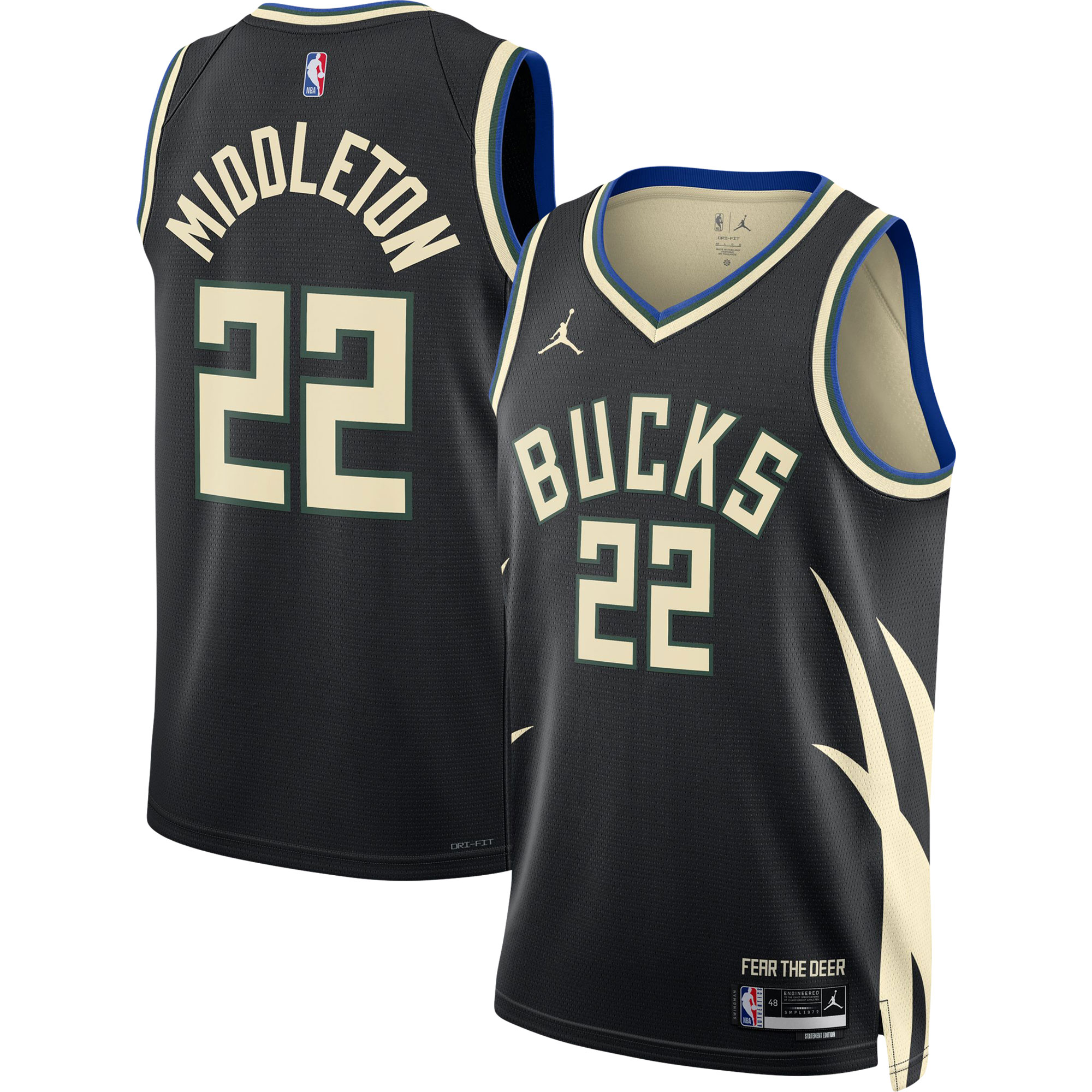 Khris Middleton Milwaukee Bucks Jordan Brand Unisex Swingman Jersey – Statement Edition – Black