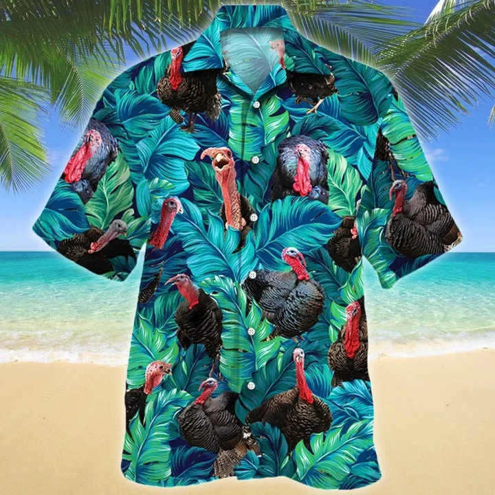 Turkey In Tropical Forest Lovers Gift Hawaii Short Sleeve Hawaii Aloha Shirt Ha30556