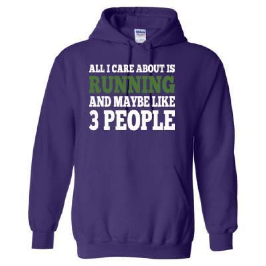 AGR All I Care About Is Running And Maybe Like 3 People And Beer – Heavy Blend™ Hooded Sweatshirt