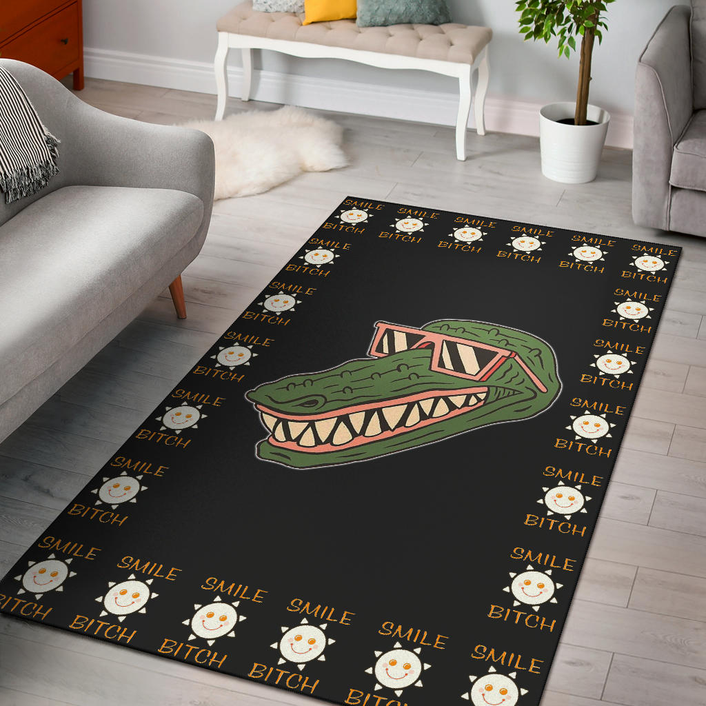 Halloween Area Rug | Crocodile Wearing Sun Glasses Sun Smile Bitch Rugs Home Decor