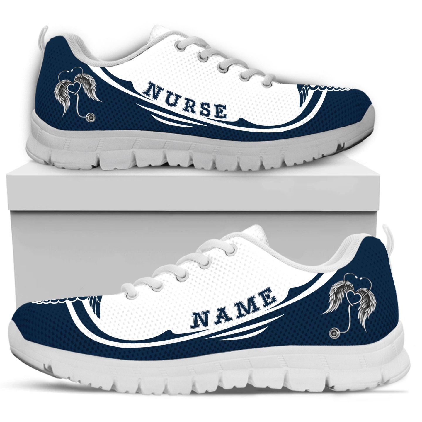 Stethoscope Angle Wings Nurse Symbol Custom Name Men Sneakers Shoes