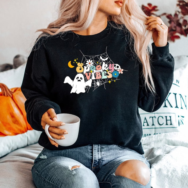 Halloween Ghost Sweatshirt All Over Print Sweatshirt For Women Sweatshirt For Men