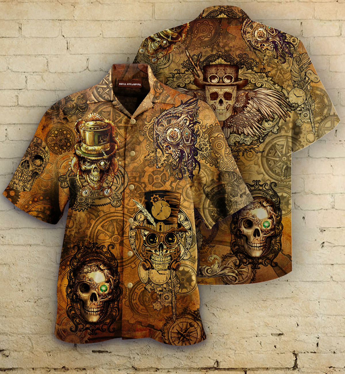 Skull Steampunk Hawaii Shirt Unisex Full Size Adult Colorful Ha9963