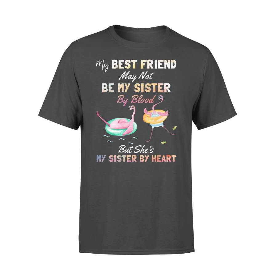 Flamingo My Best Friend May Not Be My Sister By Blood But She’S My Sister By Heart Sweatshirt T-shirt