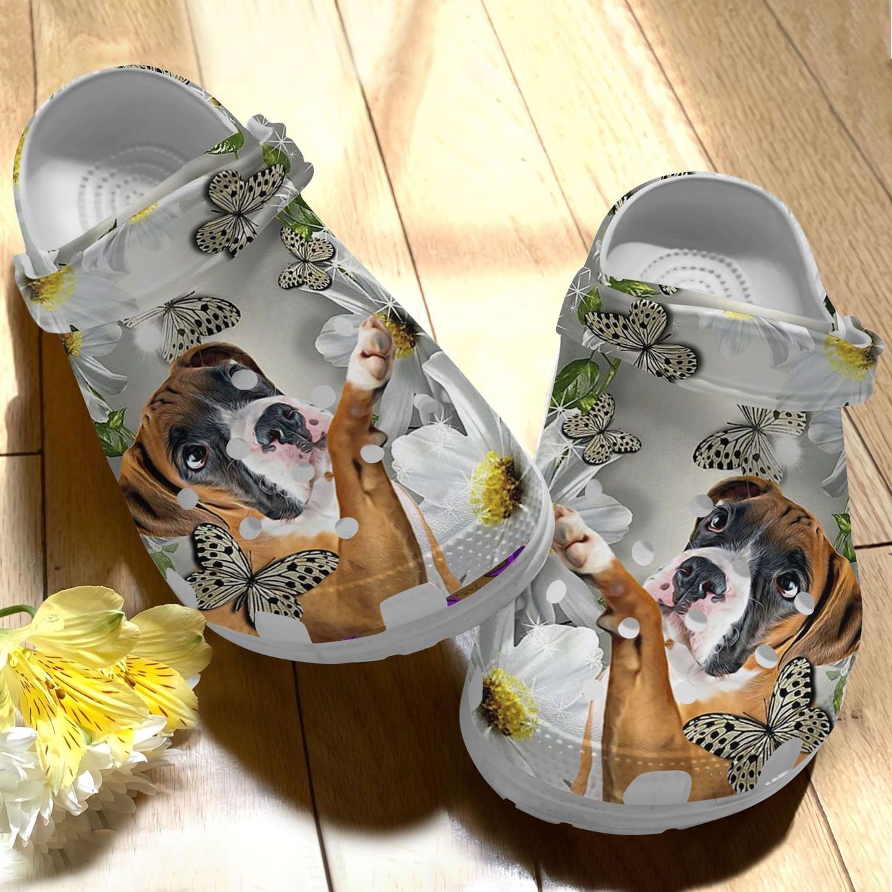 Dog Personalized Clog, Custom Name, Text Boxer Daisy, Fashion Style For Women, Men, Kid, Print 3D