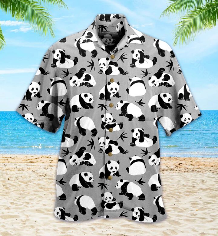 Panda Gray 3D Hawaiian Shirt