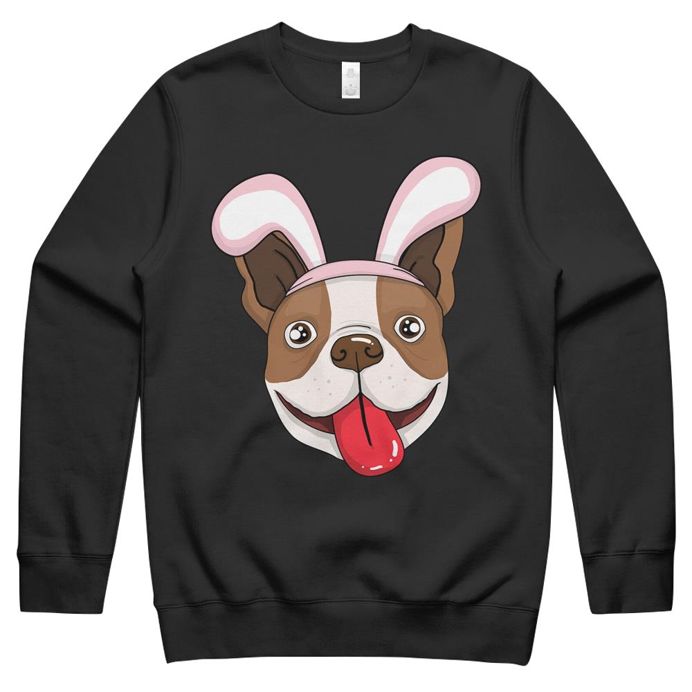 Cute Easter Bulldog Dog Bunny Ears Rabbit Crewneck Sweatshirt