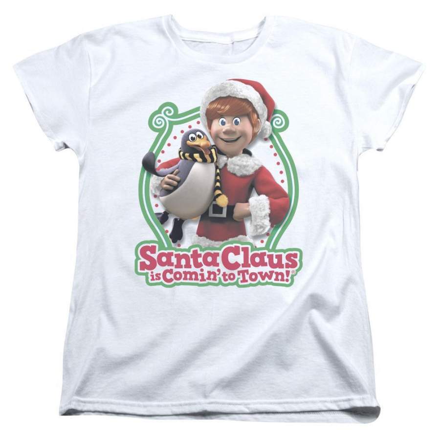 Santa Claus Is Comin to Town Penguin Women’s T-Shirt