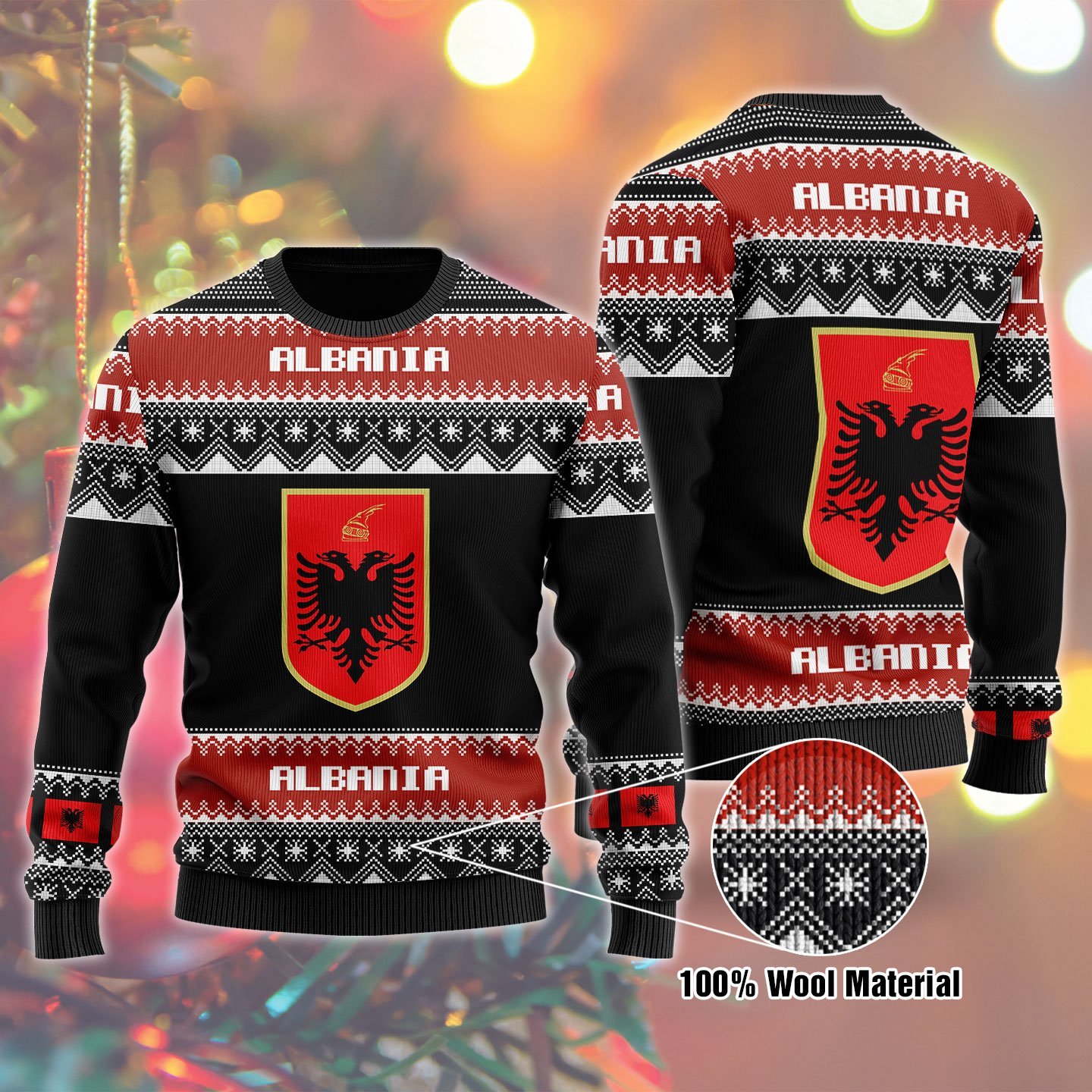 Albania Christmas Ugly Sweater | Unisex | Full Size | Adult | Colorful | US1650