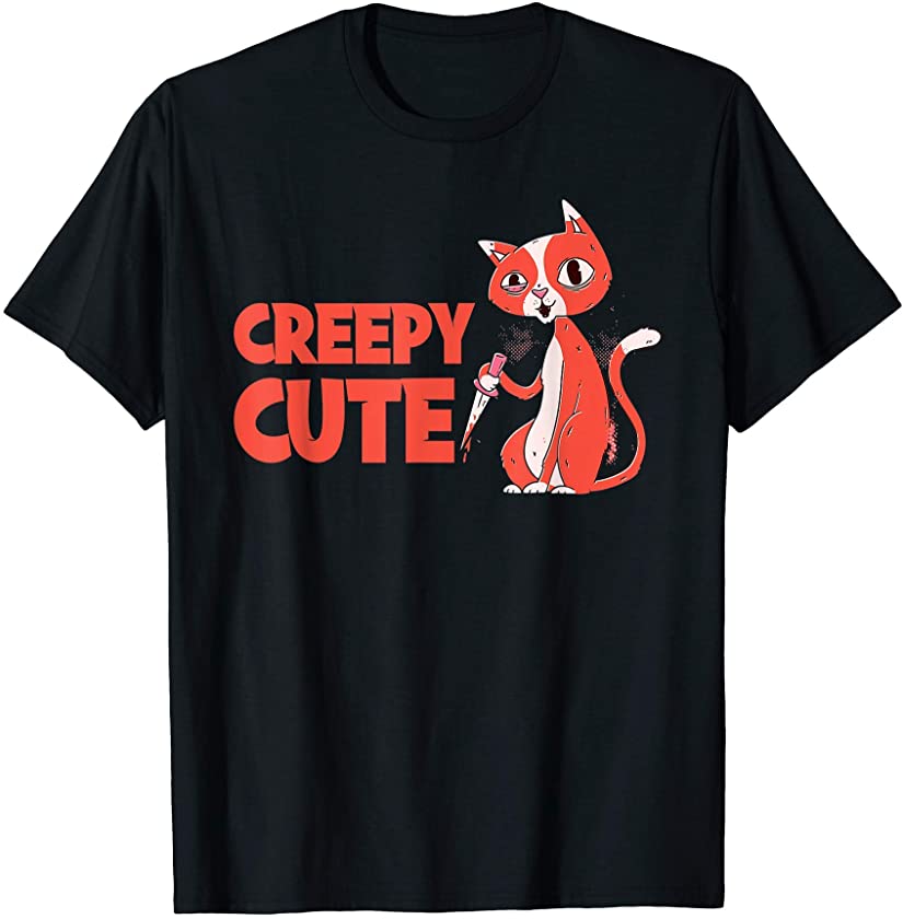 Creepy Cute Killer Cat Kitten Halloween Trick Or Treat T-Shirt