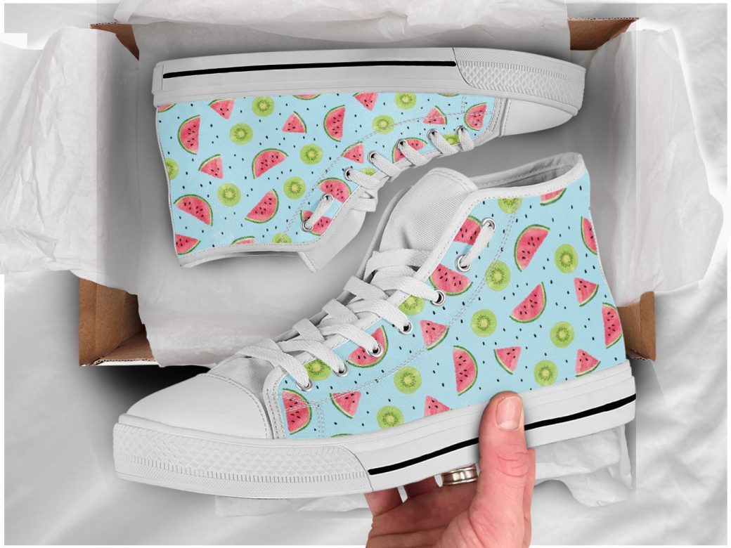 Watermelon High Top Personalized Shoes Custom Name, Text For Women, Men