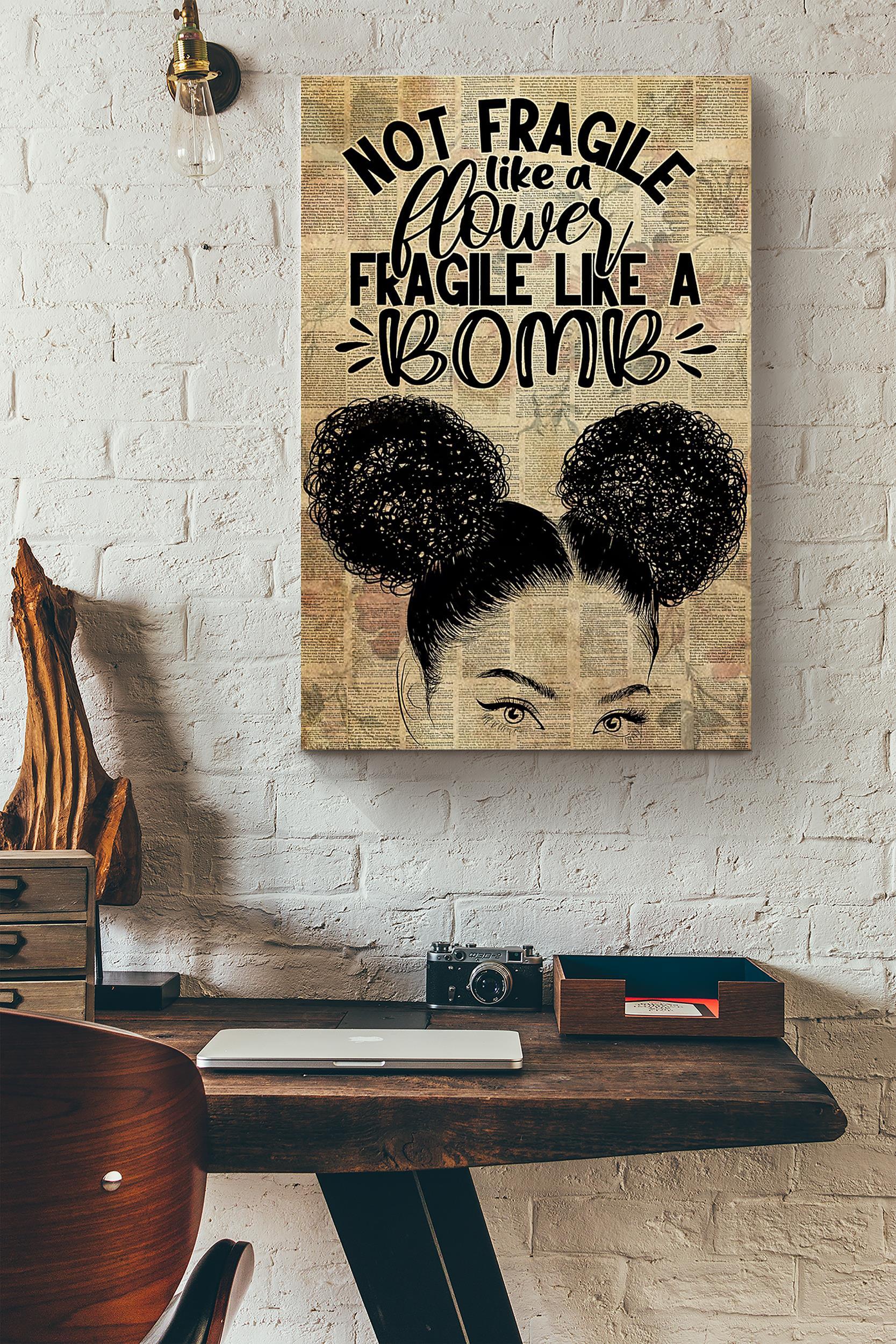 Black Queen Not Fragile Like A Flower Fragile Like A Bomb Dictionary Poster Wrapped Canvas