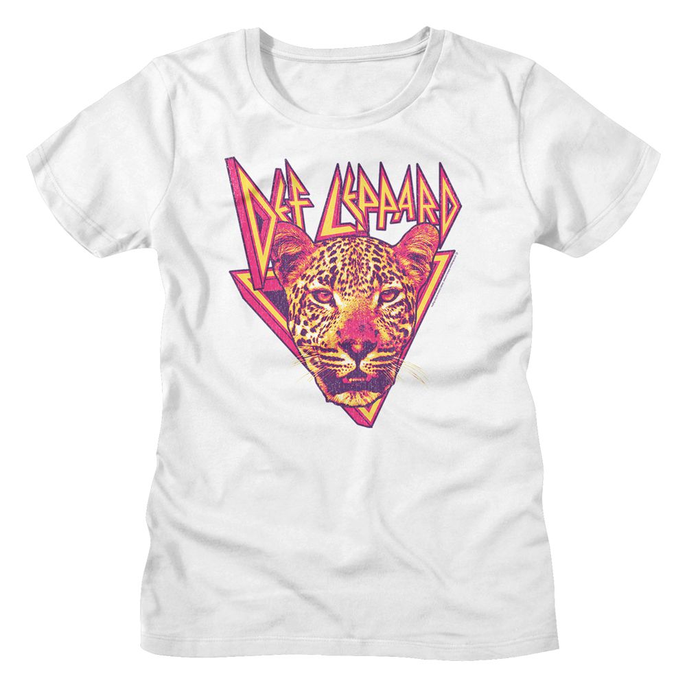 Def Leppard-Leppard Leopard-White Ladies S/S Tshirt