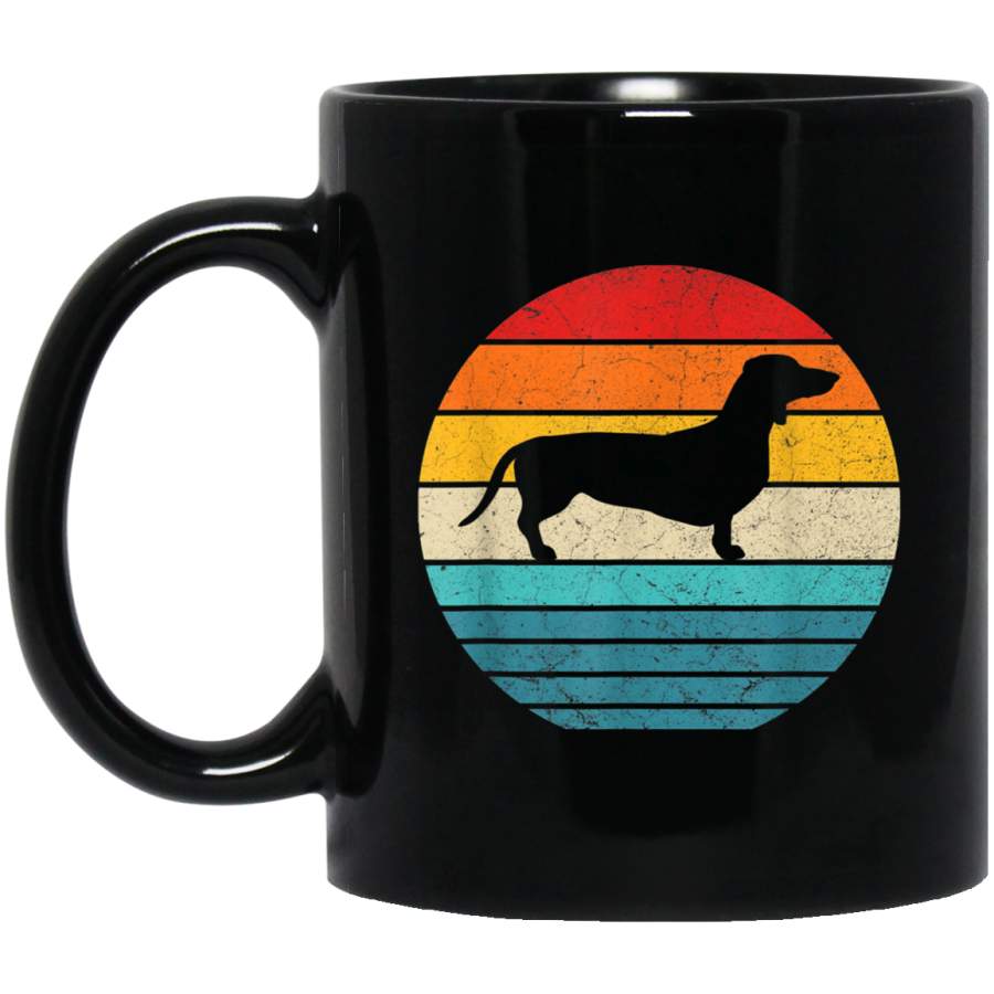 Doxie Dachshund Dog Mug Retro Vintage 70s Silhouette Gift Mug