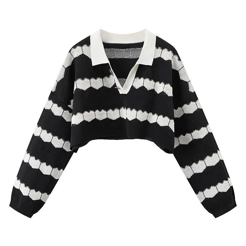 TAVARES Pullover Sweaters Spring Fall Clothes Women Oversized Tops Black White Knitted Sweater Vintage Goth Japanese Streetwear alx