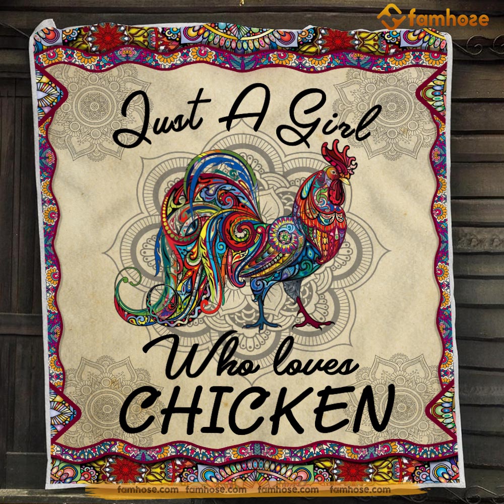 Chicken Blanket, Pattern Just A Girl Who Loves Chickens, Chicken Fleece Blanket – Sherpa Blanket Gift For Chicken Lover