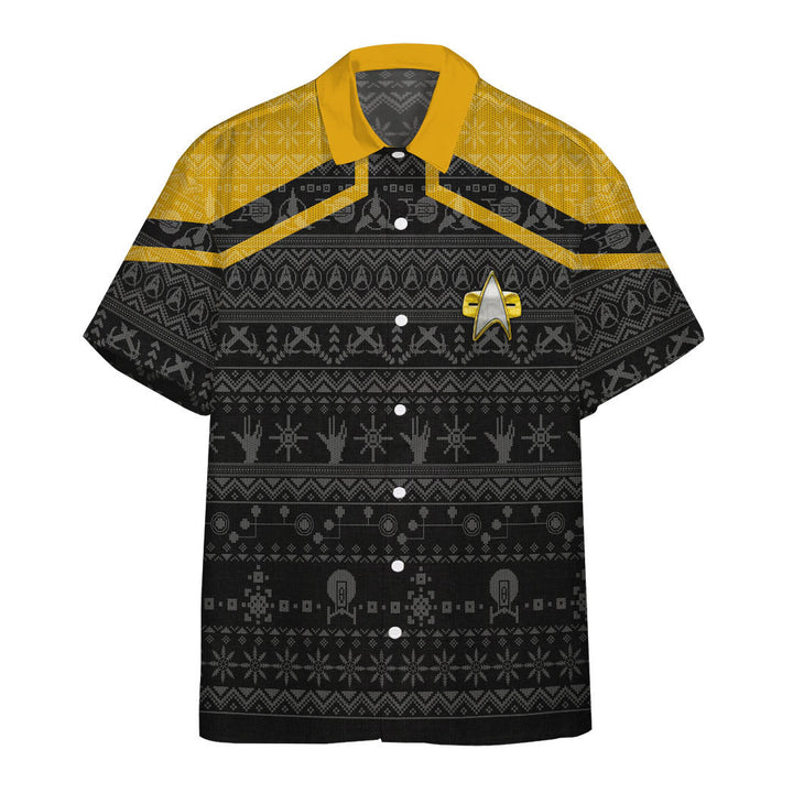 Waybackapparel T Picard 2020 Yellow Ugly Christmas Custom 3D Hawaiian Shirt