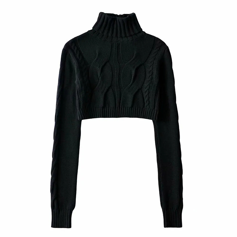 Women Turtleneck Sweaters White Sexy Cropped Pullover Sweater Autumn Winter Knitted Jumper Woman Loose Knitwear Tops alx