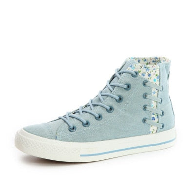 Fashion Sneakers  Solid Color Flat Canvas Sewing Lace up  Shoes