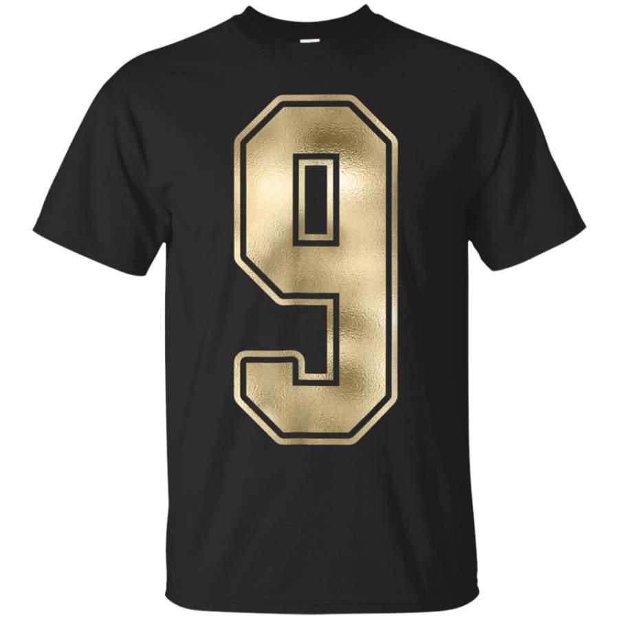 AGR 9 White Outline Number 9 Sports Fan Jersey Shirt (Gold)