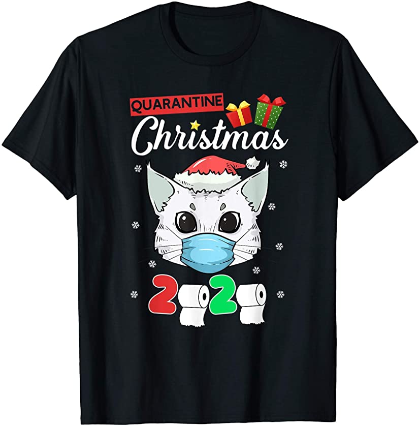 Cat Face Mask | Kitten Santa Kitty Quarantine Christmas 2020 T-Shirt