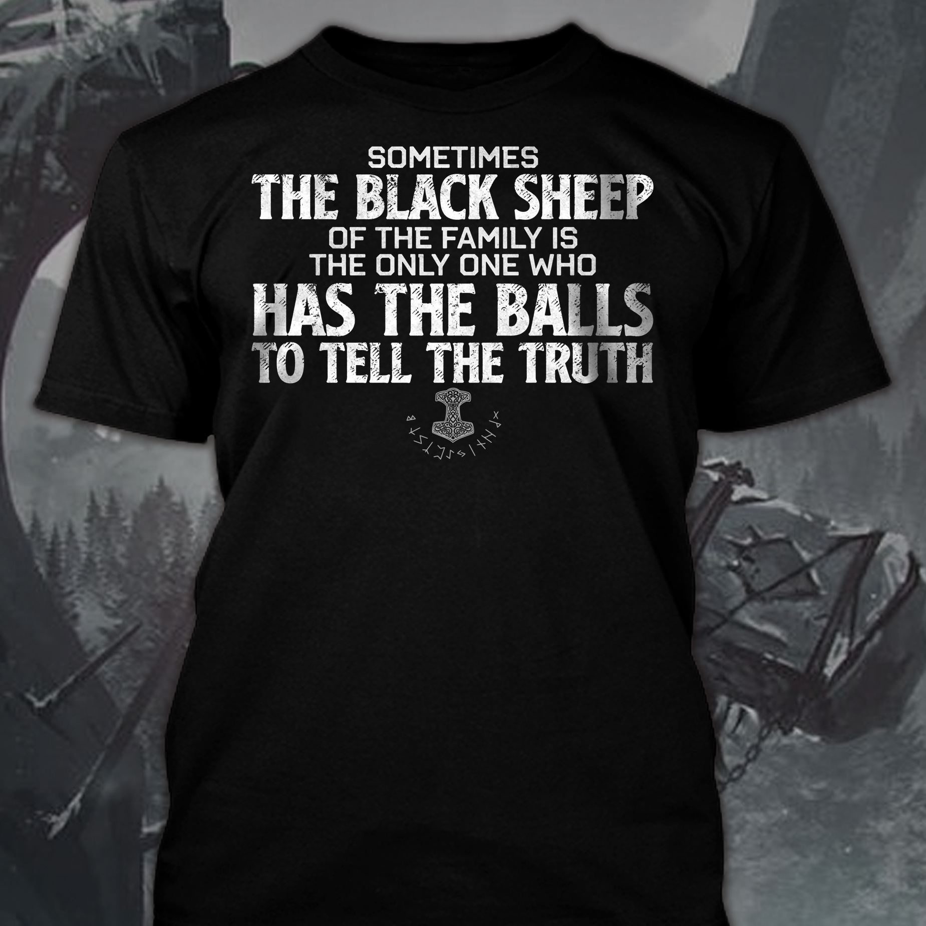 The Black Sheep Viking Unisex Black T-Shirt