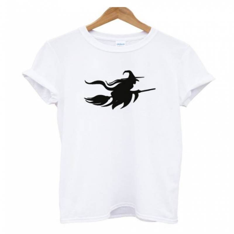 flying witch silhouette t shirt