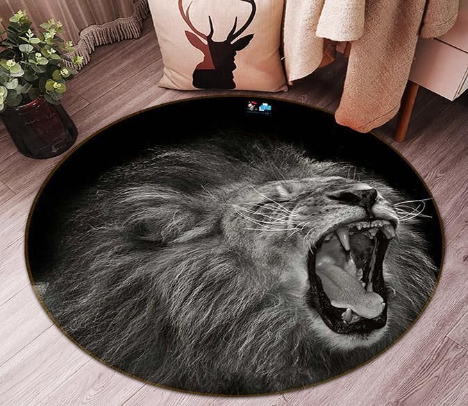 3D Laughing Lion 87 Round Rug – Round Carpet Home Decor